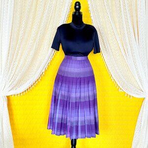 Pendleton 100% Virgin Wool Pleated Plaid Purple Midi Skirt | 4 | Limited Edition